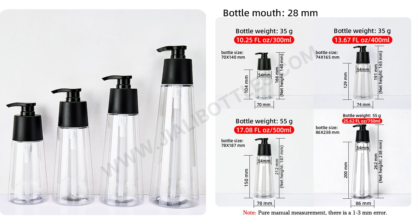 Conical lotion bottles