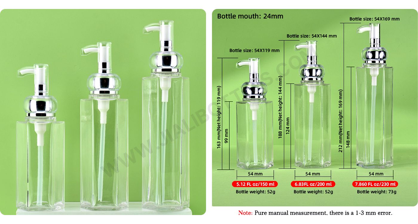 150-230ml high transparency hexagonal bottle